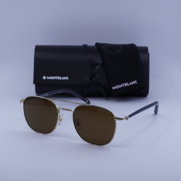 Montblanc MB0271S 004 Square Sunglasses - Gold/Nicotine - Picture 6 of 11